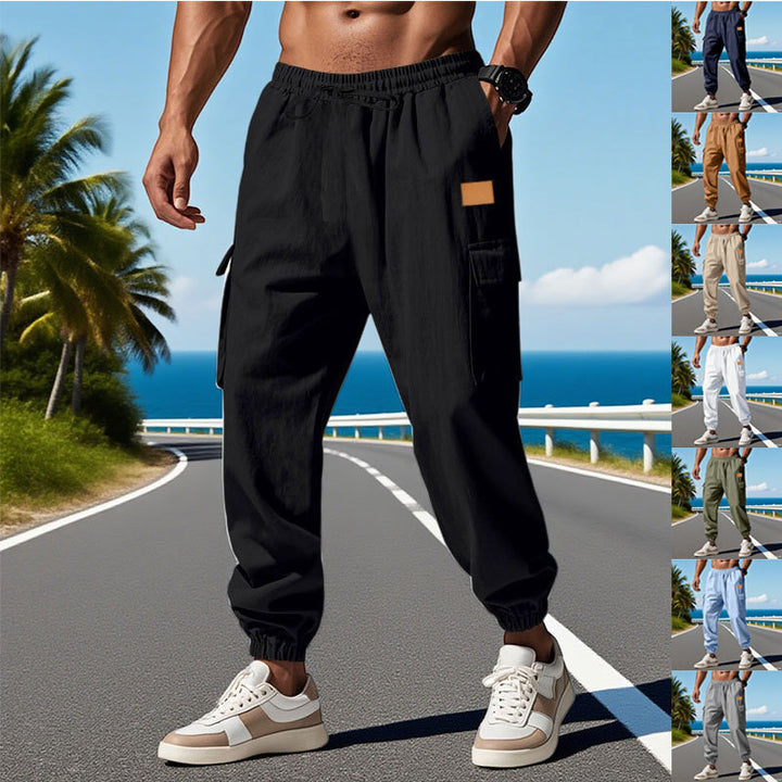 Men's cargo pants with elastic waistband and practical pockets Lisslune