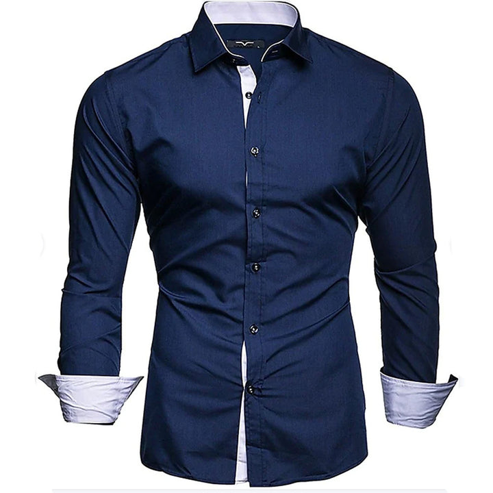 Men's elegant long-sleeve shirt with contrasting cuffs Lisslune