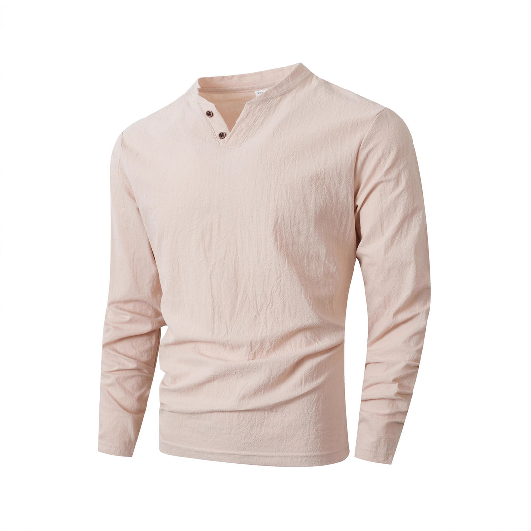 Men's Long Sleeve Shirt with Modern Stand-Up Collar and Elegant Buttons Lisslune