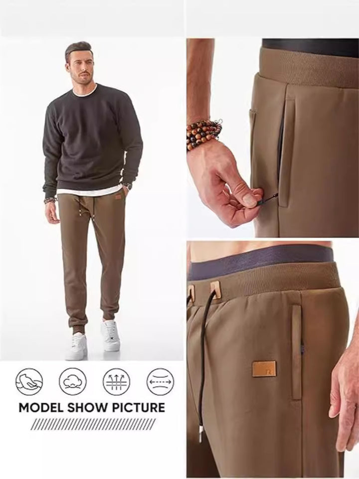Men's Comfortable Jogging Pants with Adjustable Waist and Side Zipper Pockets Lisslune