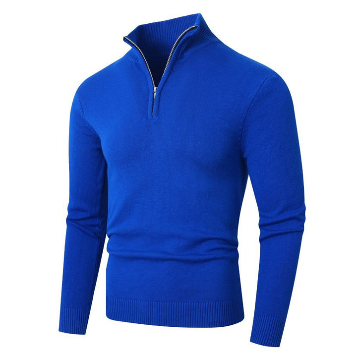 Men's knit sweater with modern standing collar and high-quality zipper Lisslune