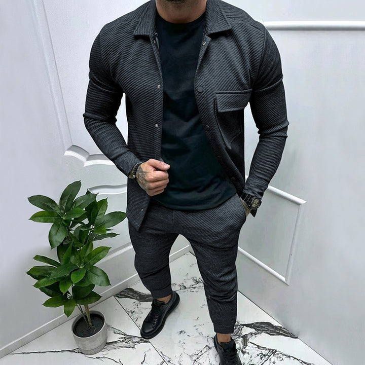 Men's leisure suit with textured top and comfortable fit Lisslune