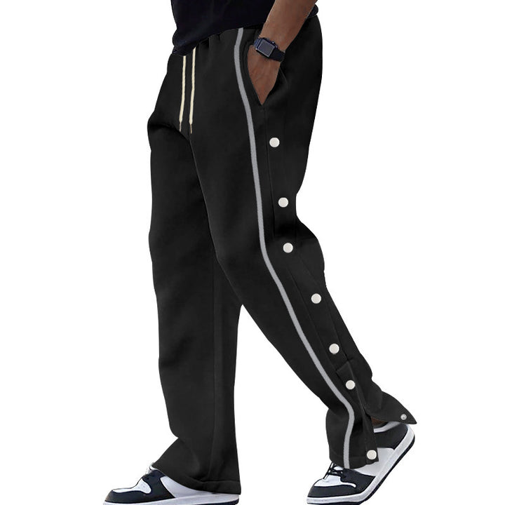 Men's sporty casual pants with snap buttons and elastic waistband Lisslune