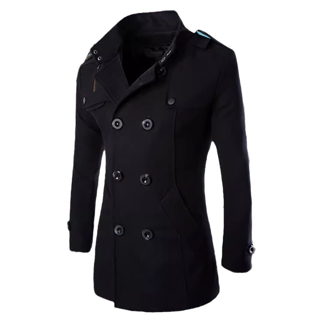Men's elegant double-breasted coat with modern accents Lisslune