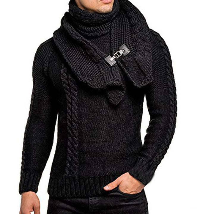Men's knitted sweater with integrated scarf Lisslune