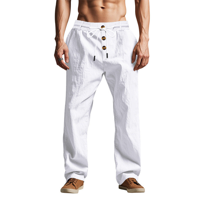 Men's Casual Beach Pants with Elastic Waistband and Practical Side Pockets Lisslune