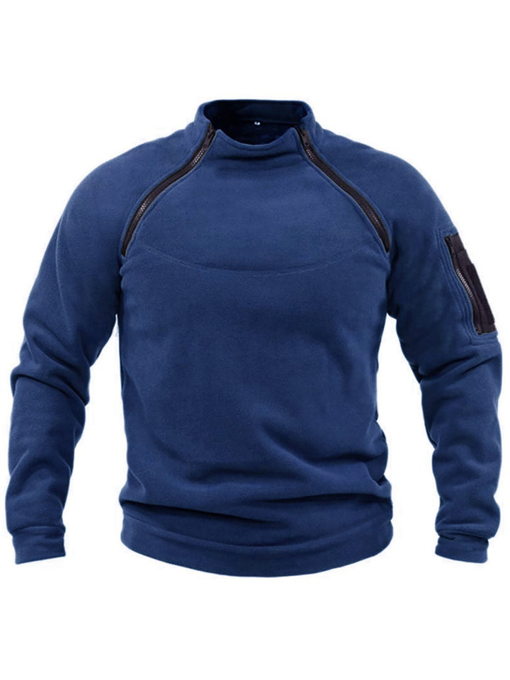 Men's thermal fleece pullover with high collar and practical pockets Lisslune