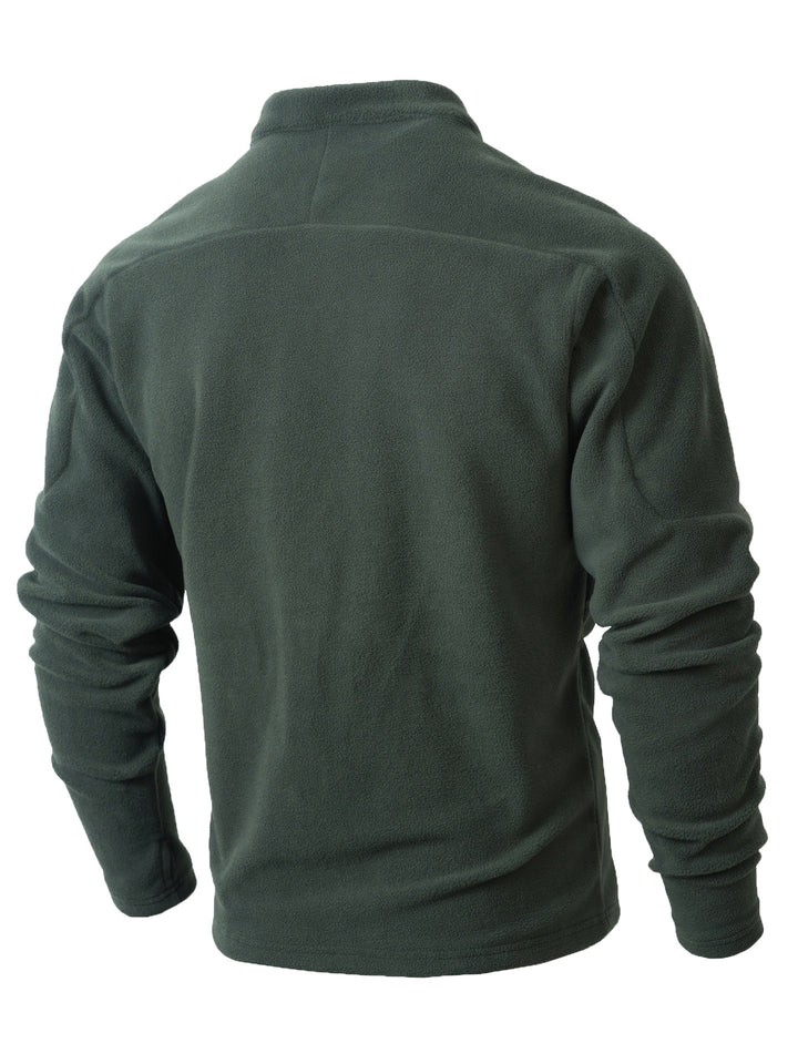 Men's fleece pullover with fashionable stand-up collar and practical button details Lisslune