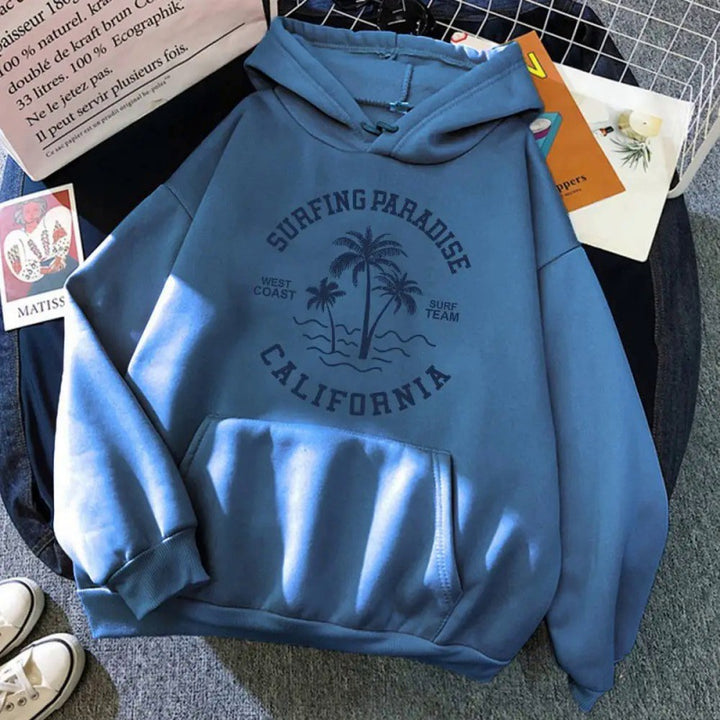 Women's hoodie with casual surf design and high-quality cotton blend Lisslune