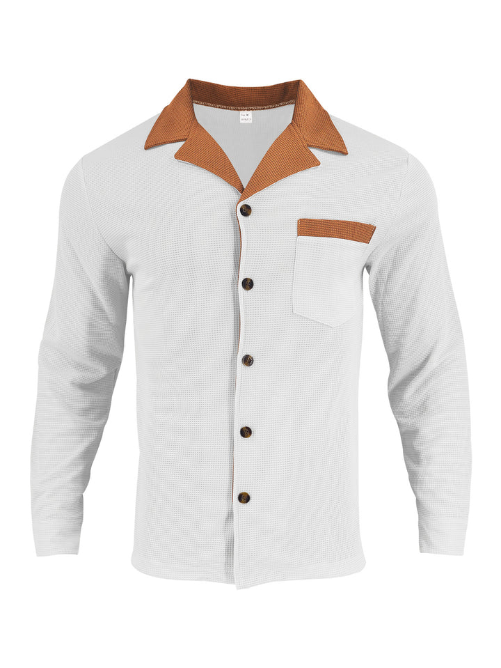 Men's luxury shirt in textured design with contrasting collar and practical breast pocket Lisslune