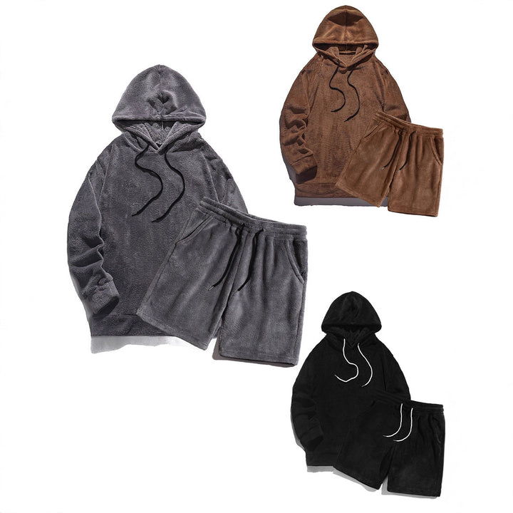 Men's Cozy Hoodie-Shorts Set Lisslune