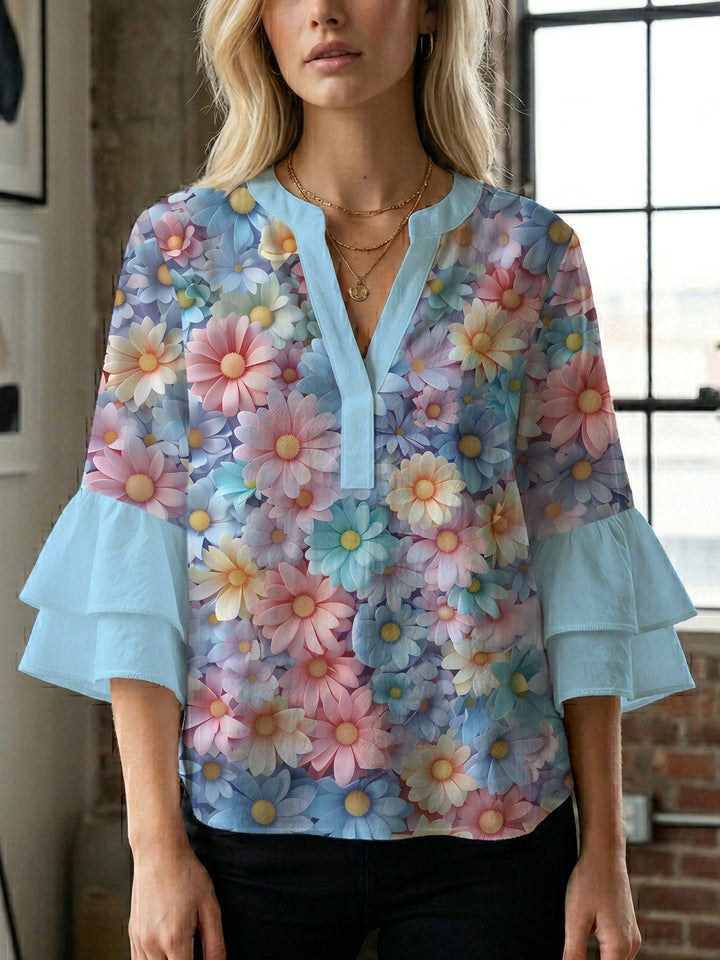 Women's artistic top with ruffled sleeves Lisslune