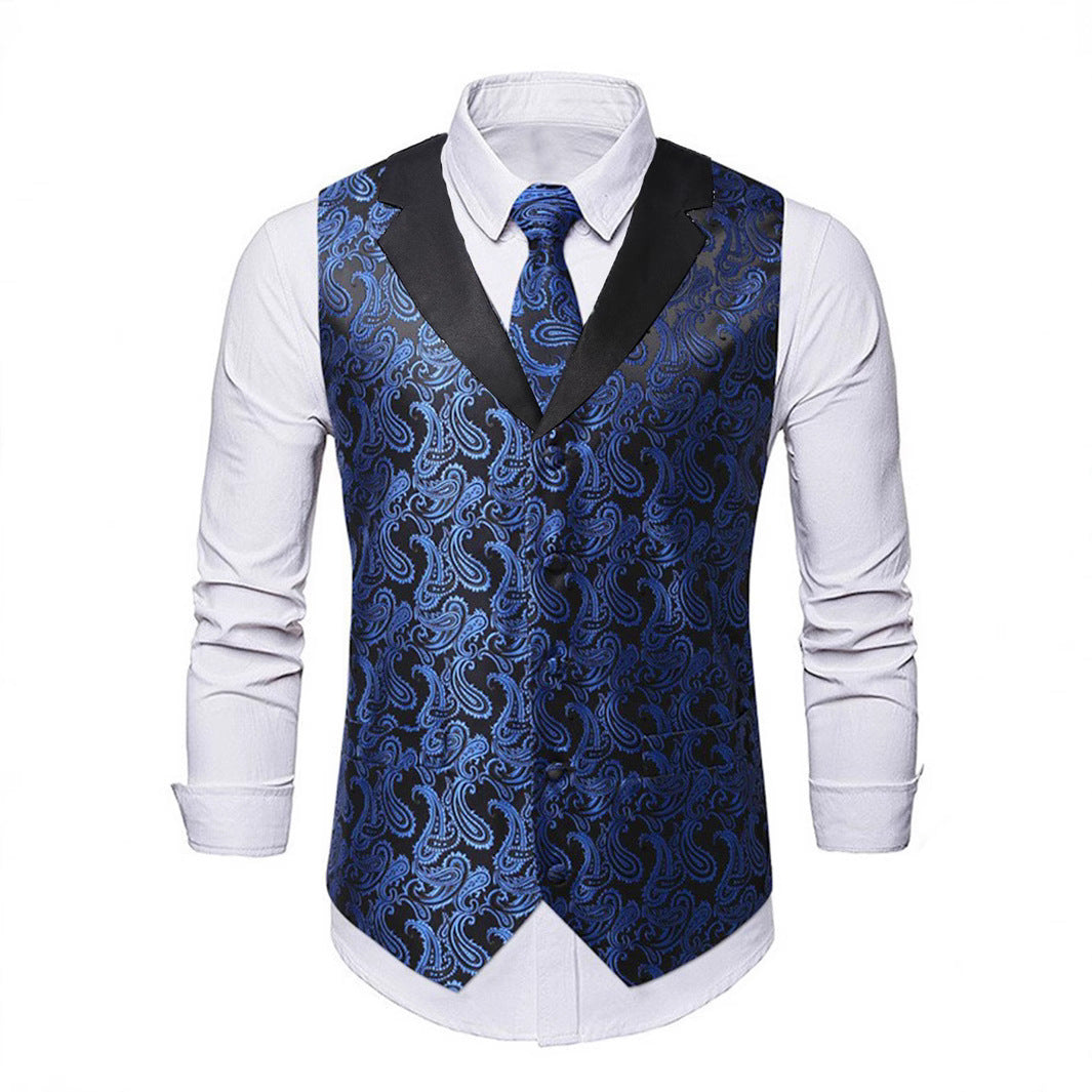 Men's elegant satin vest with paisley pattern Lisslune