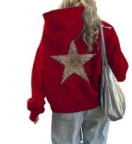 Women’s Hoodie with Eye-Catching Leopard Star Design Lisslune