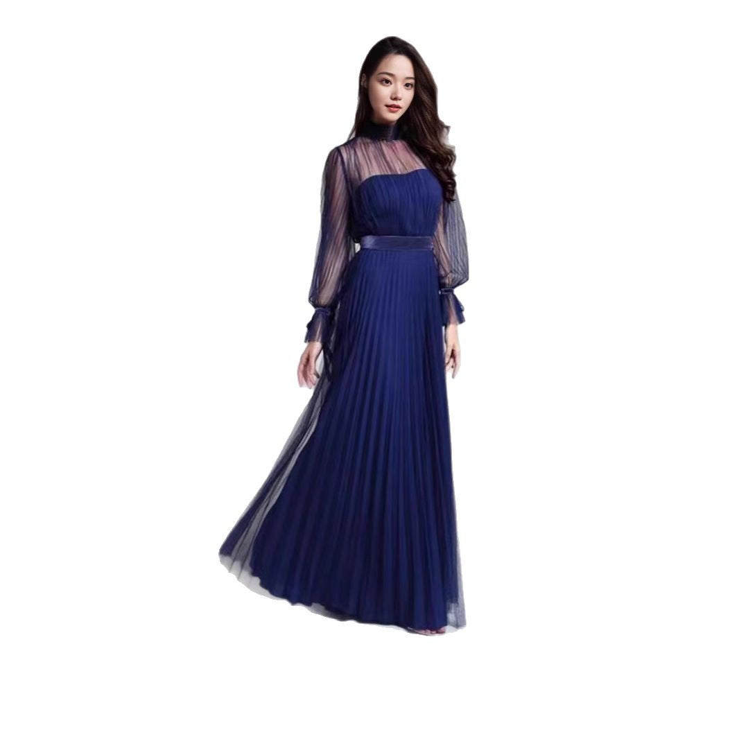 Women's Elegant Maxi Dress with Shimmering Chiffon and Playful Ruffle Details Lisslune