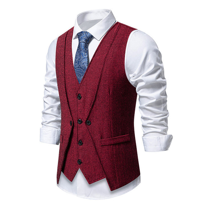 Men's suit vest in elegant herringbone design with practical pockets Lisslune