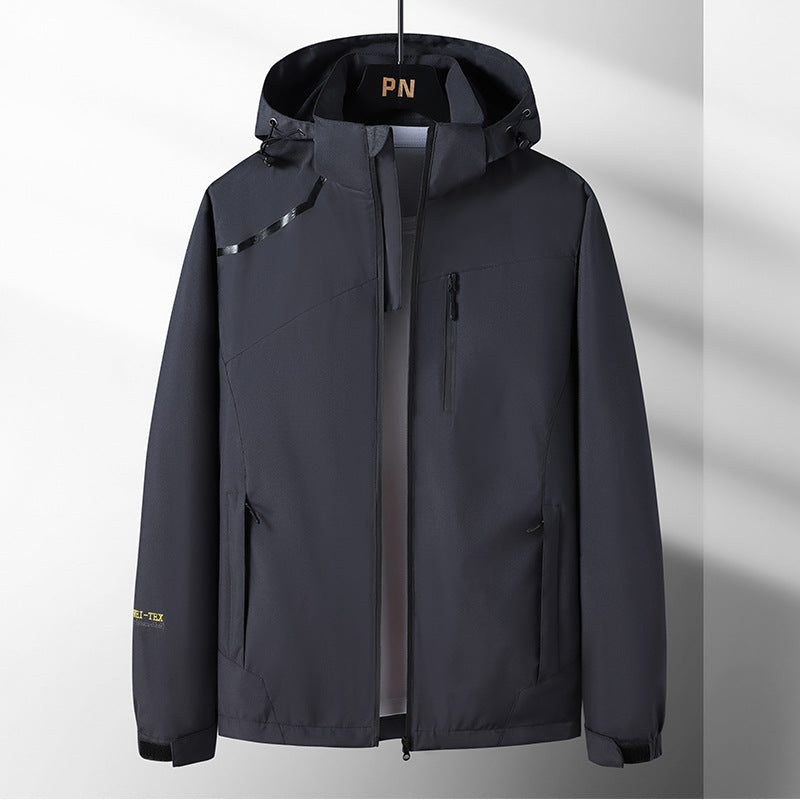 Men's Waterproof Functional Jacket with Adjustable Hood and Breathable Properties Lisslune