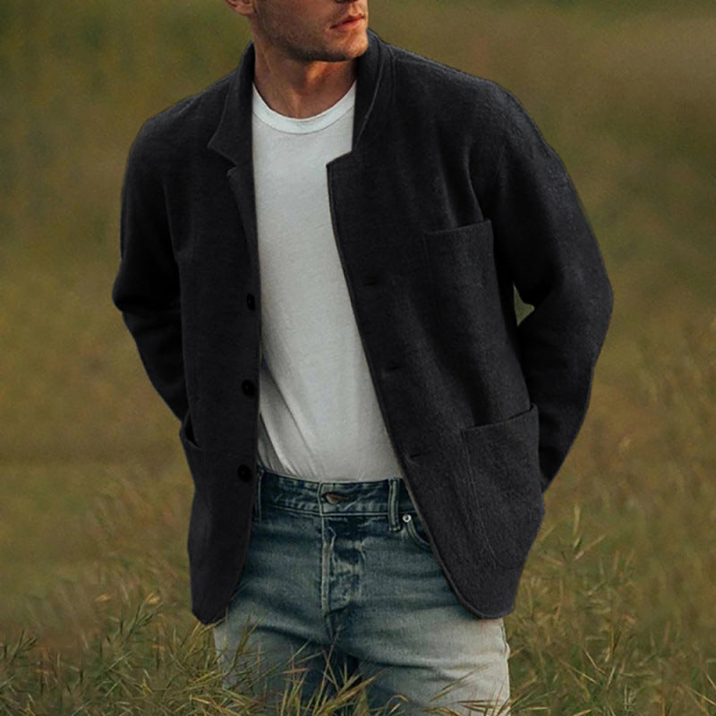 Men's Casual Linen Blazer with Patch Pockets Lisslune