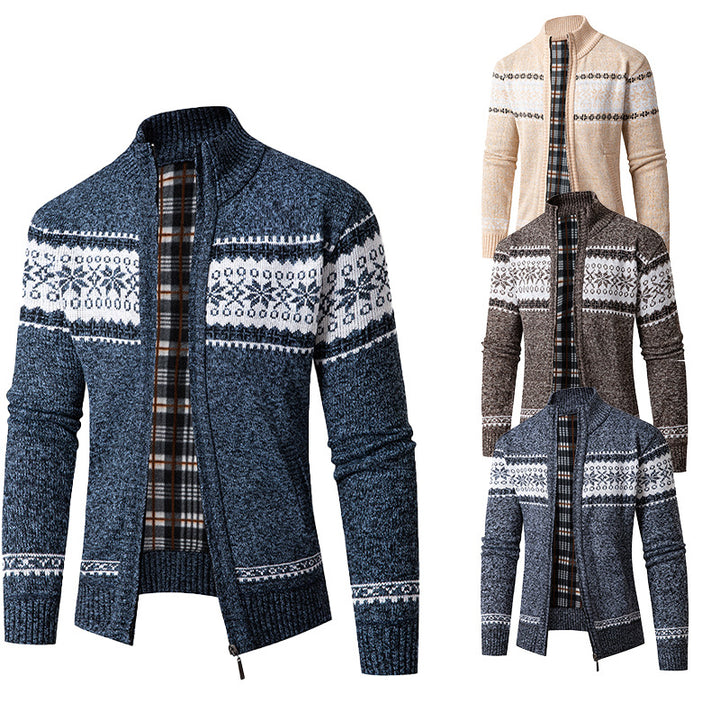 Men's cardigan with high collar and modern zipper Lisslune