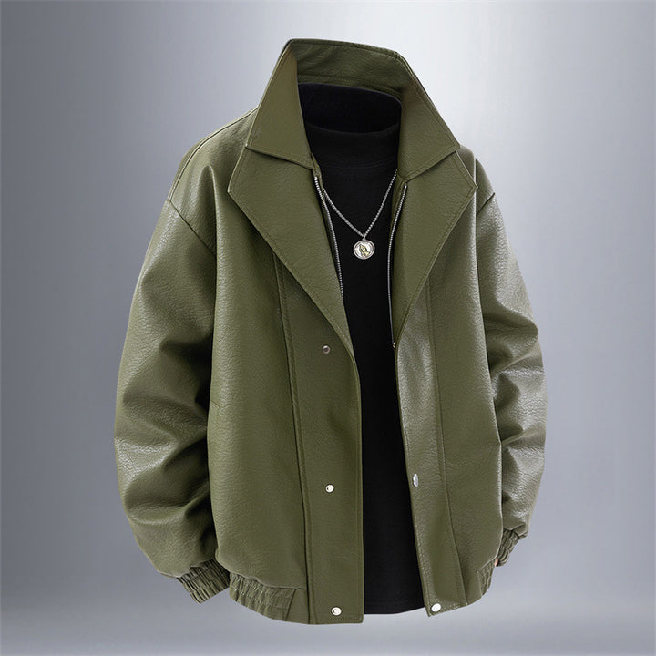 Men's Fashionable Synthetic Leather Jacket In A Casual Cut Lisslune