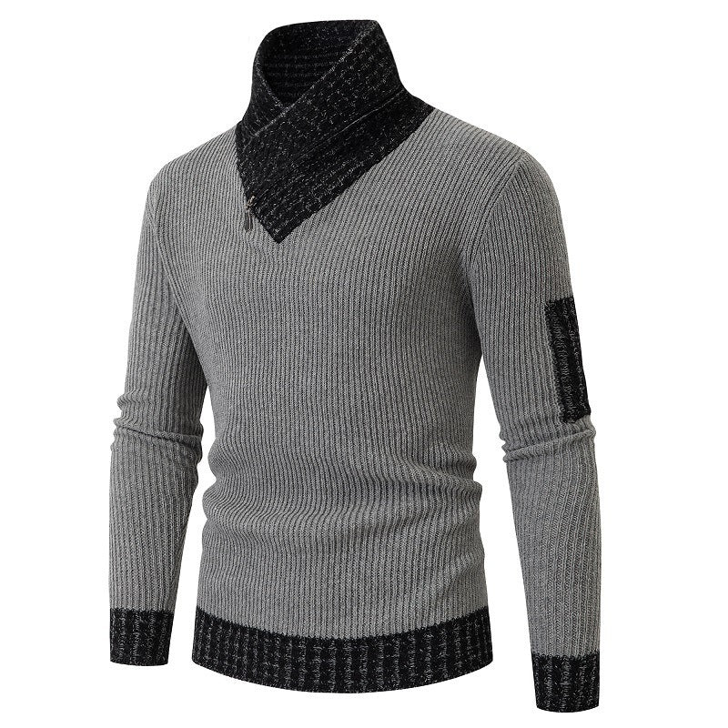 Men's sweater with modern asymmetric collar and textured design Lisslune