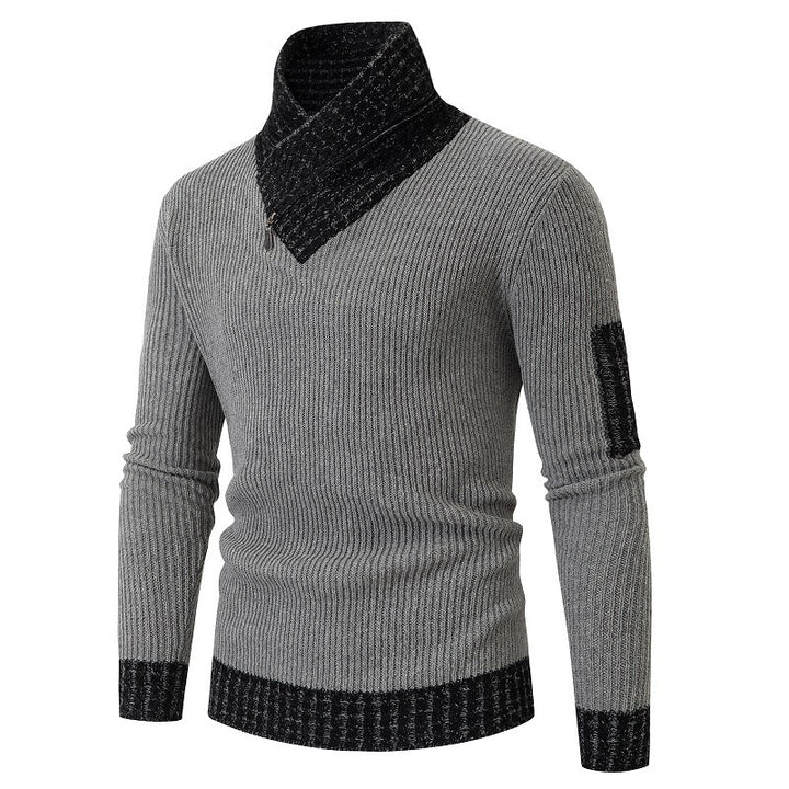Men's sweater with modern asymmetric collar and textured design Lisslune