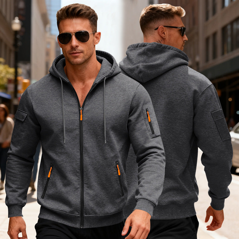 Men's sporty hooded jacket with zip pockets and modern cut Lisslune