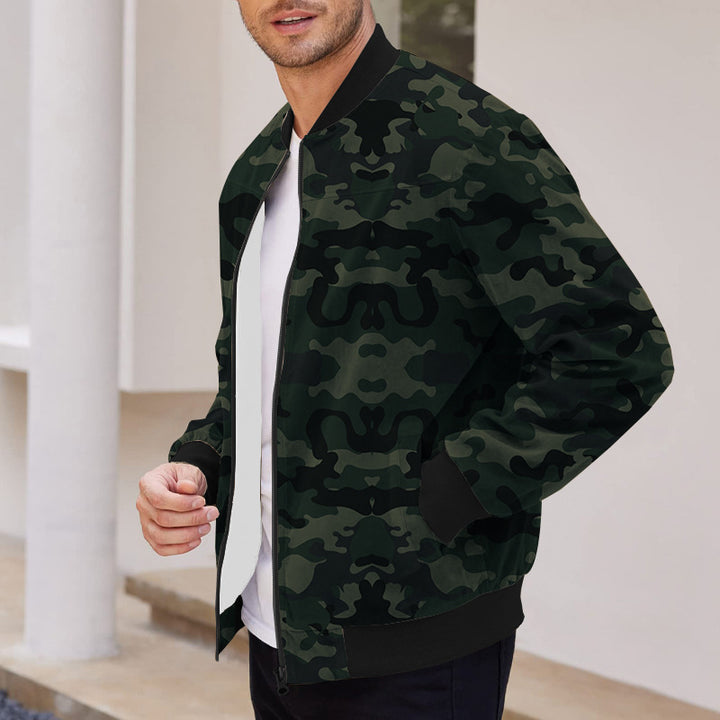 Men's casual camouflage bomber jacket with zipper and pockets Lisslune