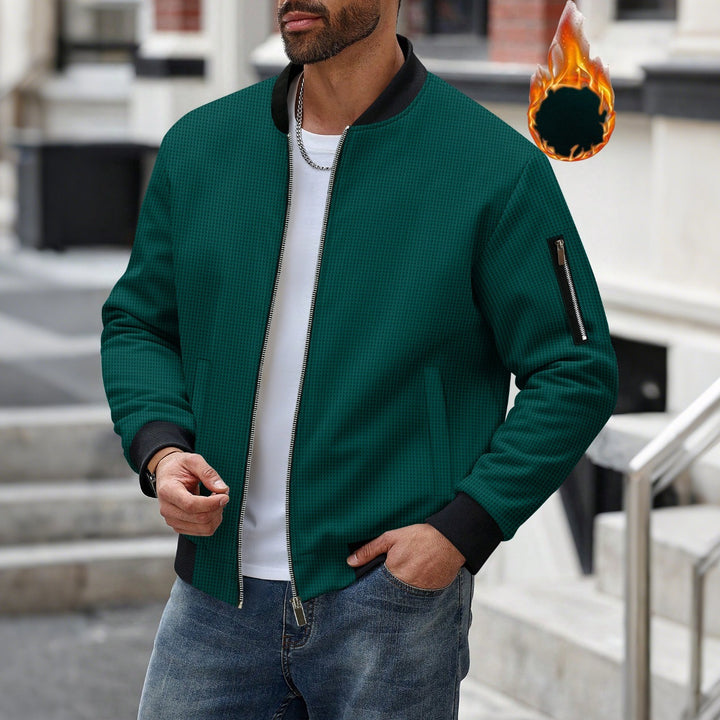 Men's sporty bomber jacket with textured material and practical side pockets Lisslune