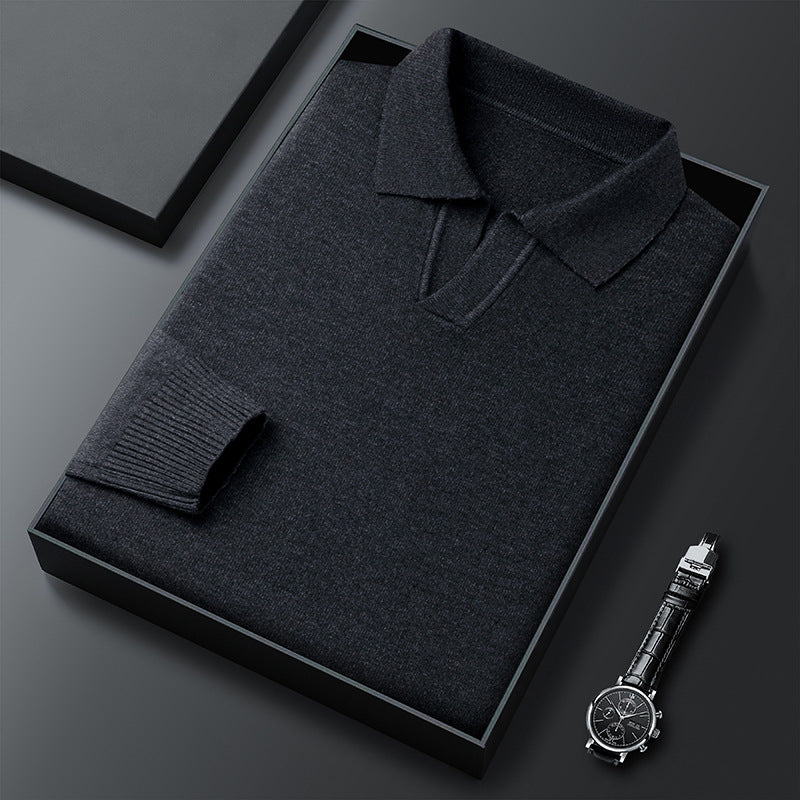 Men's Elegant Sweater with Fine V-Neck and Textured Design Lisslune