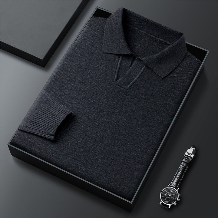 Men's Elegant Sweater with Fine V-Neck and Textured Design Lisslune