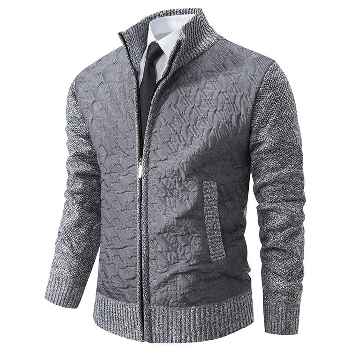 Men's elegant hybrid jacket with quilted design and refined knit sleeves Lisslune