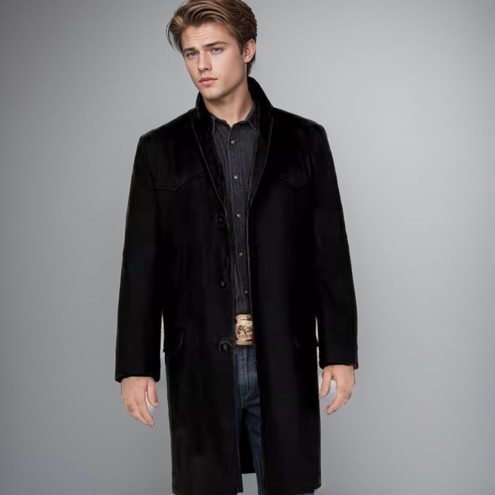 Men's elegant long-sleeved overcoat with modern accents Lisslune