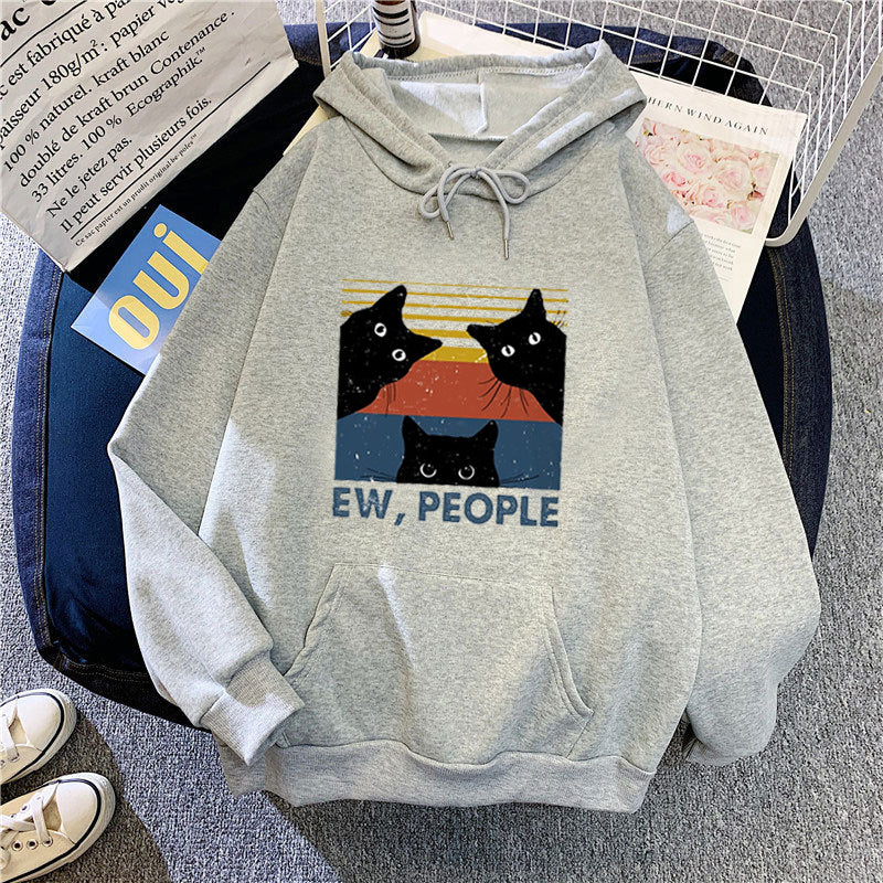 Women’s hoodie with stylish cat motif and inspiring lettering Lisslune