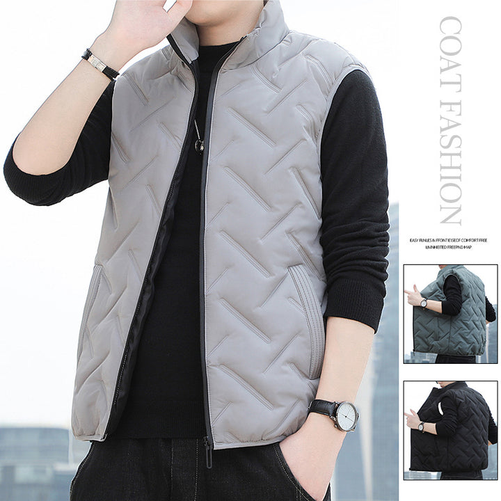 Men's Lightweight Quilted Vest with High Collar and Modern Accents Lisslune