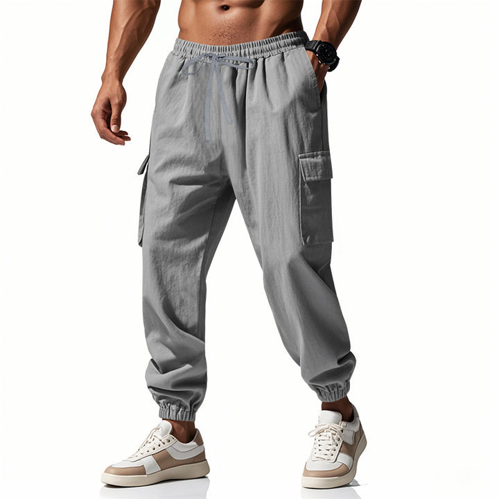 Men's cargo training pants with elastic waistband and practical side pockets Lisslune