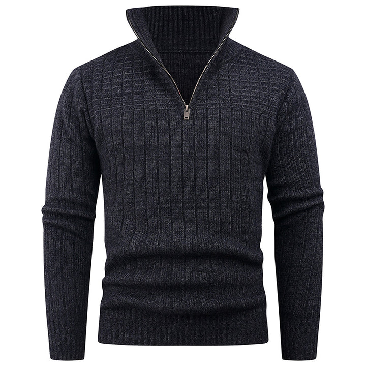 Men's knitted sweater with modern zipper and ribbed structure Lisslune