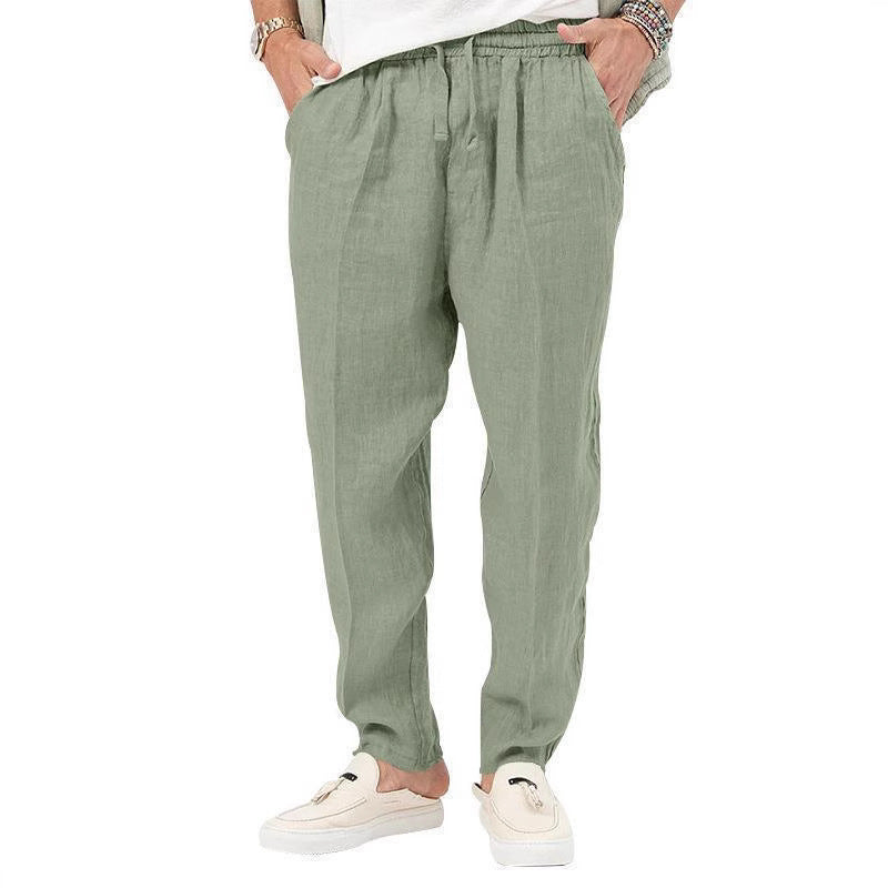 Men's Loose Linen Pants with Elastic Waistband Lisslune