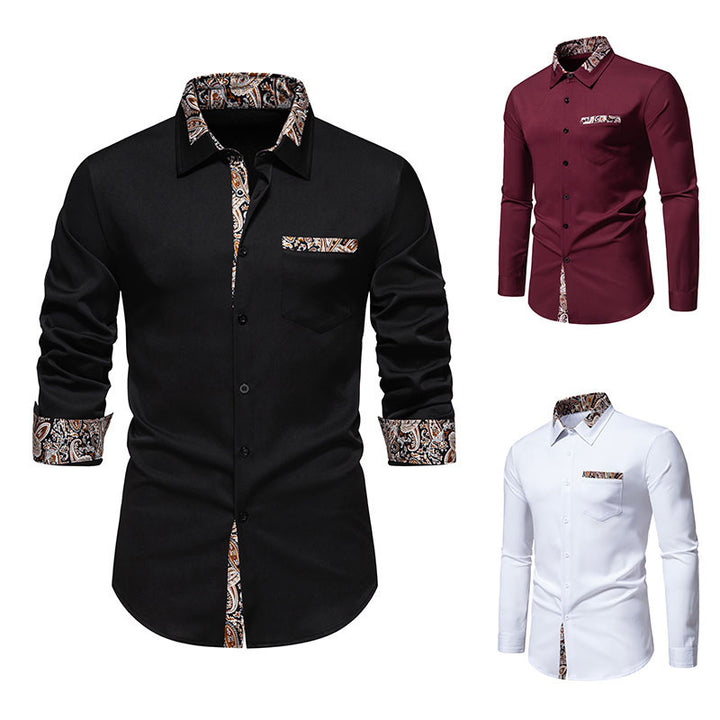 Men's long sleeve shirt with elegant paisley patterns Lisslune