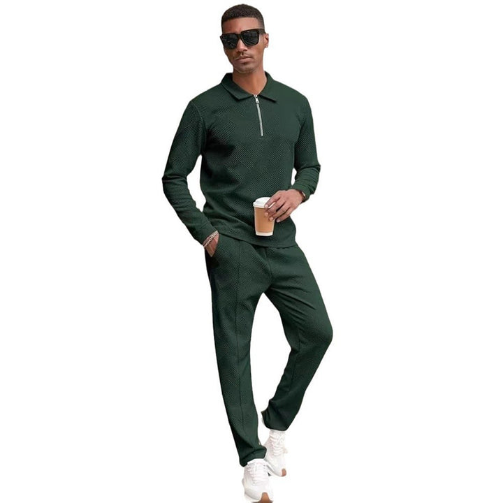 Men's casual leisure sweat set with textured fabric Lisslune