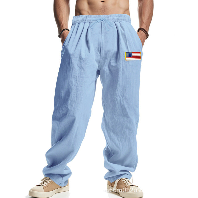 Men's casual cargo pants with practical stretch waistband and multicultural print Lisslune