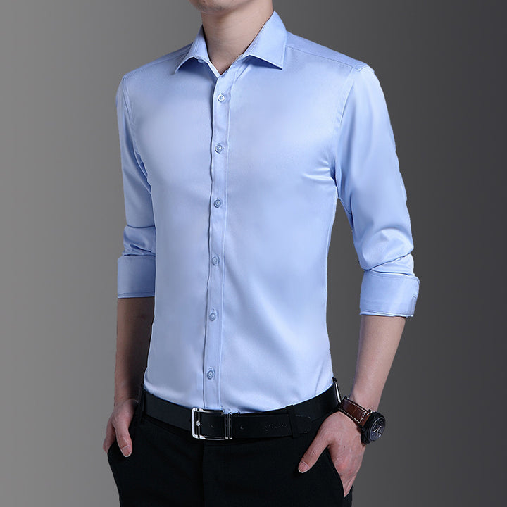 Men's elegant long-sleeved shirt with a shiny surface Lisslune
