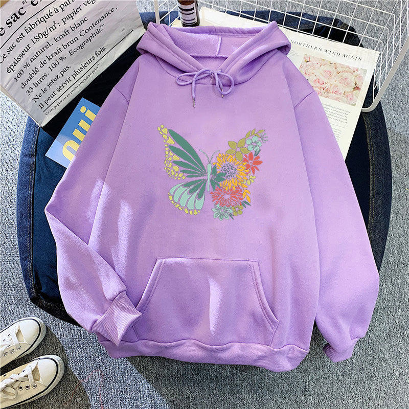 Women's hoodie with floral butterfly design Lisslune
