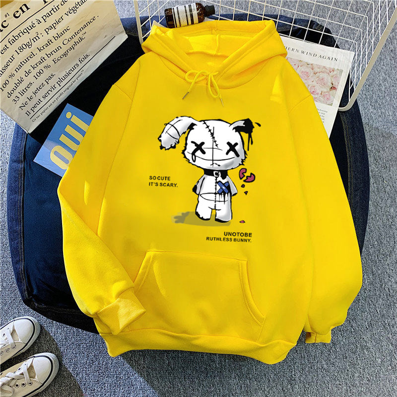 Ladies hooded sweatshirt with unique cartoon design and cozy inner lining Lisslune