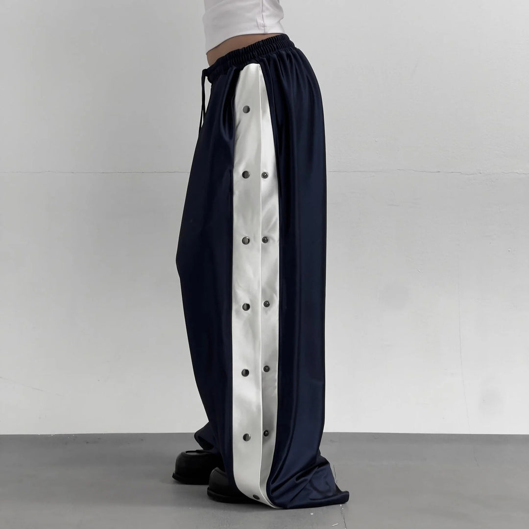 Ladies Sporty Snap Button Pants Lisslune
