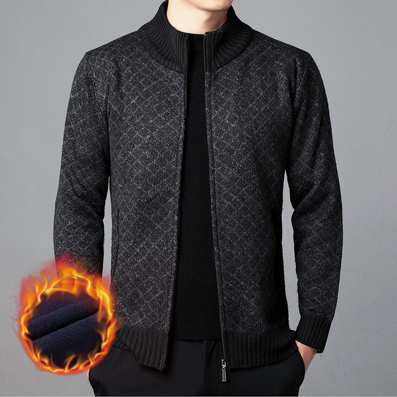 Men's cardigan with high collar and innovative pattern Lisslune