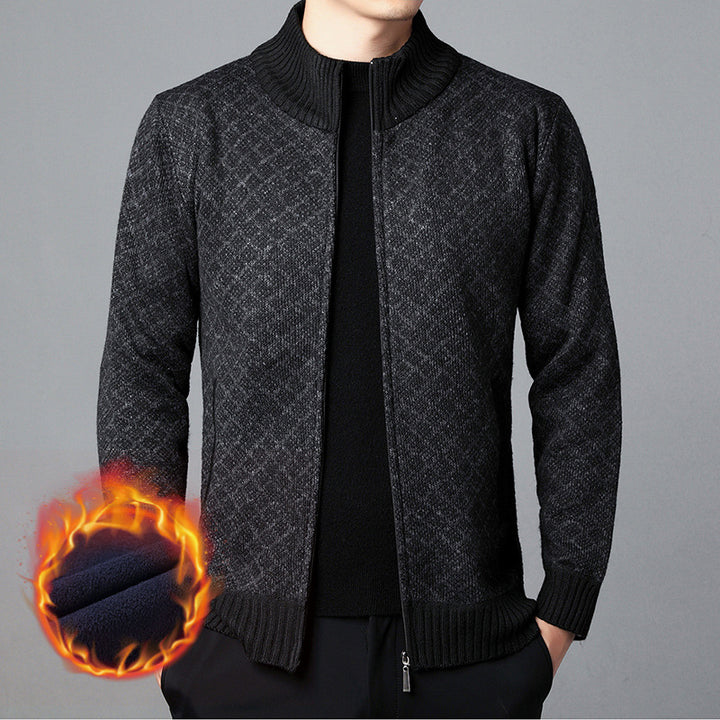 Men's cardigan with high collar and innovative pattern Lisslune