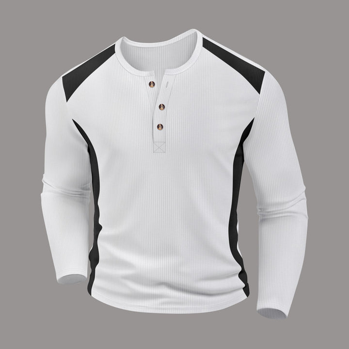 Men's long sleeve shirt with fashionable buttons and textured fabric Lisslune