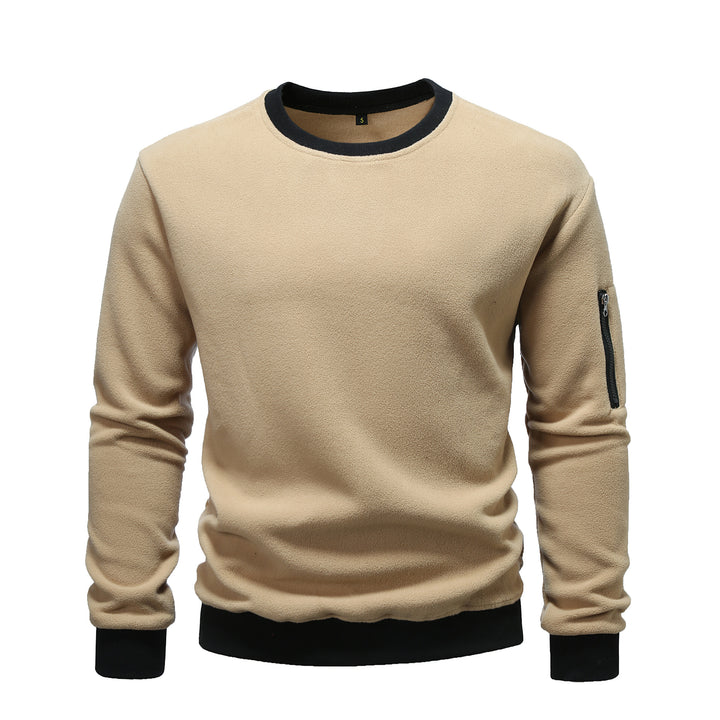Men's cozy fleece pullover with zip pocket Lisslune