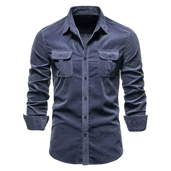 Men's long-sleeve shirt with practical chest pockets and fashionable slim-fit cut Lisslune